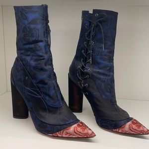 Christian Dior Patterned Fabric Runway Boots